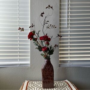 New Brown Rustic Handcrafted Ceramic Art Vase& Artificial Flowers  | Vase & Flow